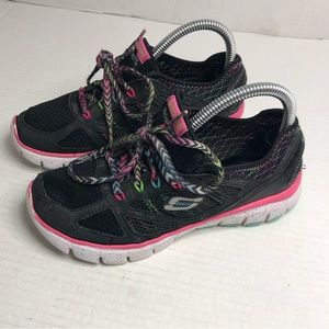 Skechers Sneakers Girls Size 2 Black Multi Goga Mat Insole Shoes 🎃